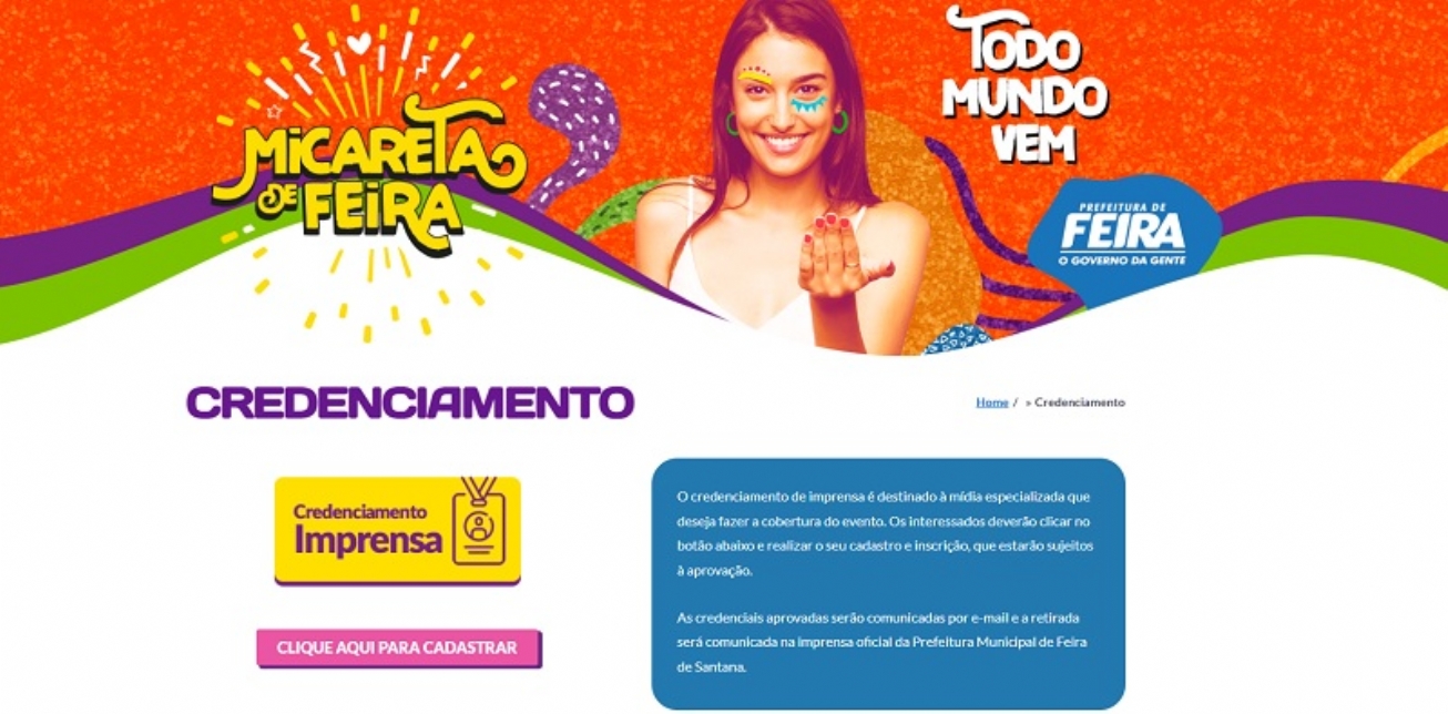 Aberto credenciamento de profissionais de imprensa pelo site oficial da Micareta de Feira