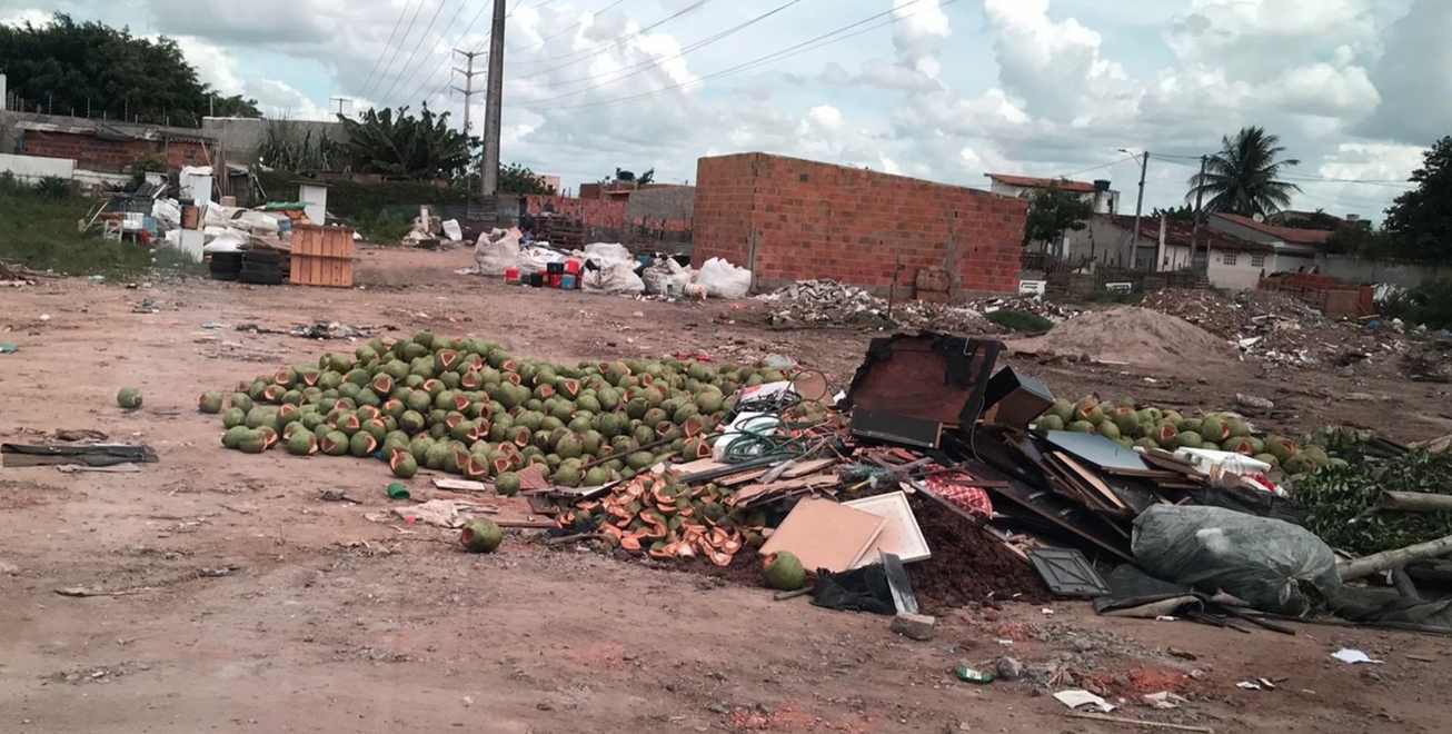 Recolhidas 40 toneladas de cascas de coco em um único dia de janeiro, em Feira de Santana