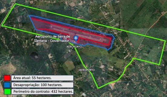 Área desapropriada pelo Estado da Bahia é muito menor do que o Aeroporto de Feira precisa, dizem entusiastas do equipamento