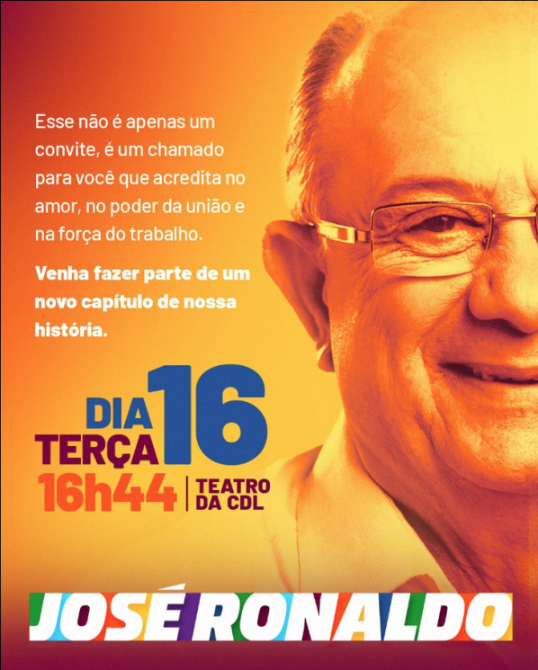 José Ronaldo lança oficialmente pré-candidatura a prefeito de Feira na próxima terça (16)